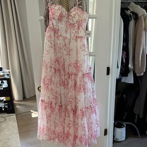 Altar'd State Strapless Pink Floral Dress
